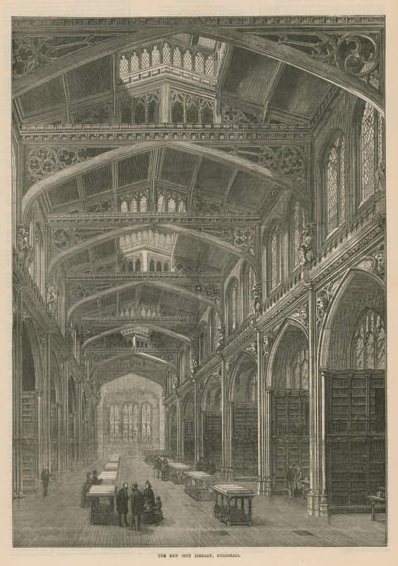 De nieuwe stadsbibliotheek, Guildhall, Londen door English School