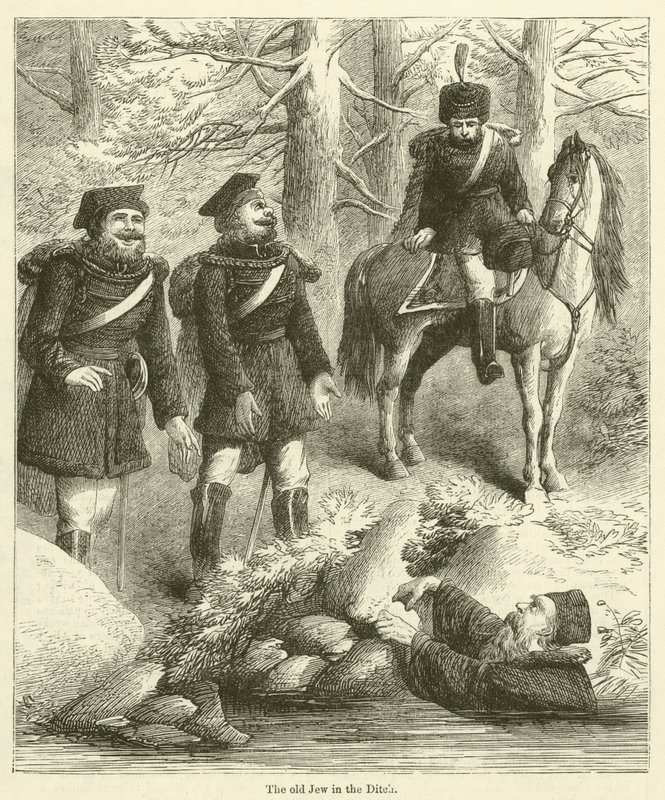De oude Jood in de greppel (gravure) door English School