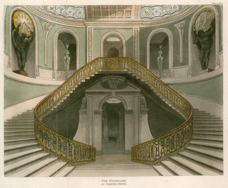 De trap in Carlton House, Londen door English School