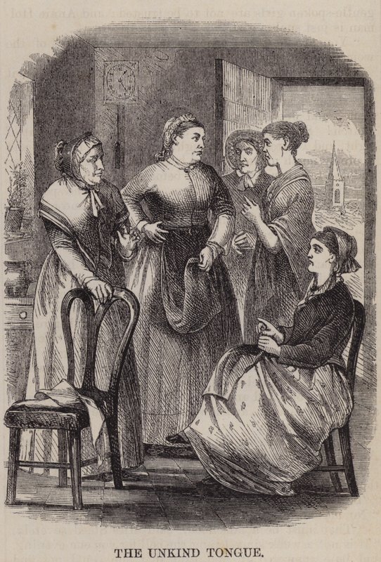 De onvriendelijke tong (gravure) door English School