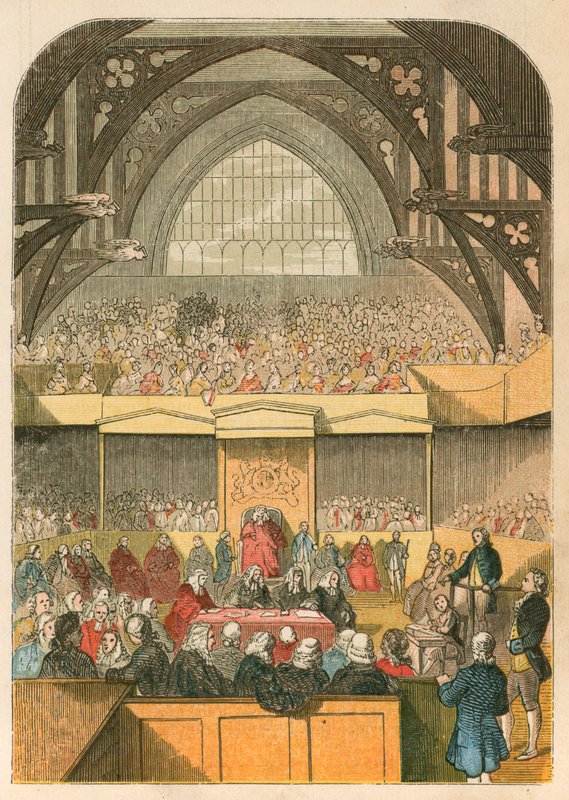 Proces van Warren Hastings in Westminster Hall door English School