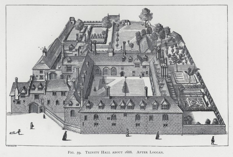 Trinity Hall circa 1688, naar Loggan door English School