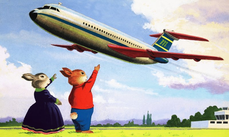 Tufty zwaait naar vliegtuigen door English School