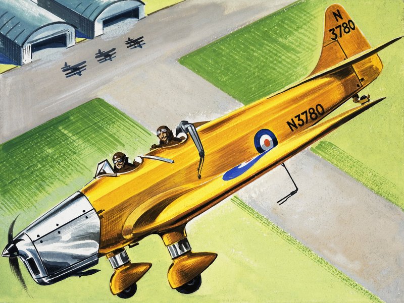 Ongeïdentificeerd vliegtuig dat over hangars vliegt door English School