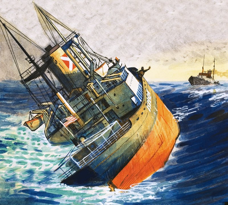 Onbekende boot in dreigend zinkgevaar door English School