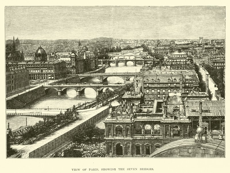 Uitzicht op Parijs, met de zeven bruggen door English School