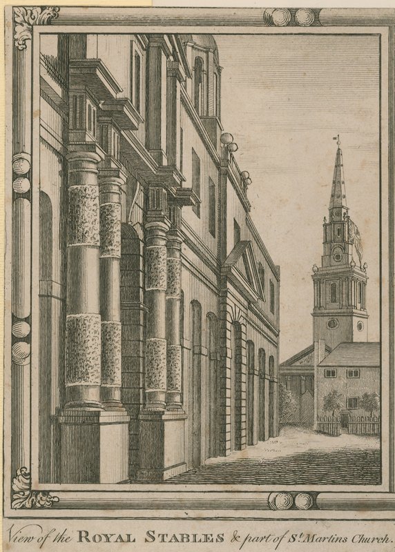 Uitzicht op de Koninklijke Stallen door English School