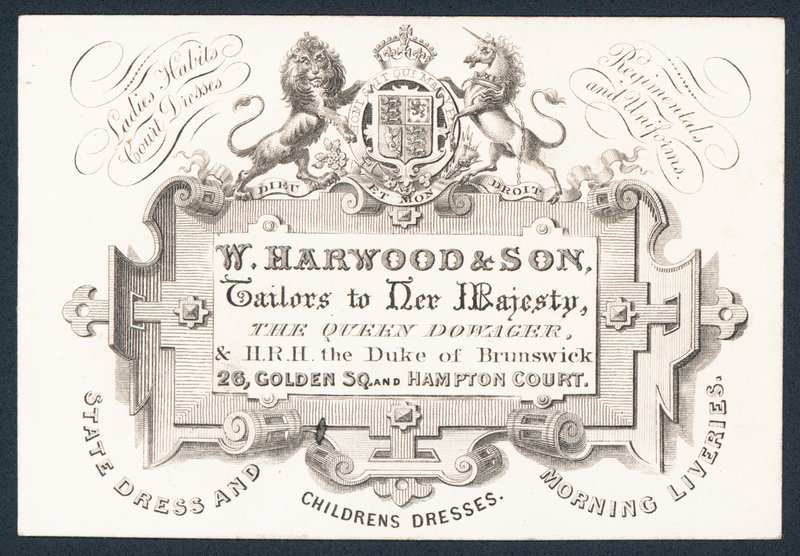 W Harwood & Son, kleermakers door English School
