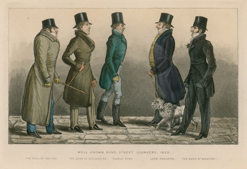 Bekende Bond Street loungers, 1820 door English School