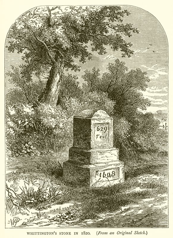 Whittingtons Steen in 1820 door English School