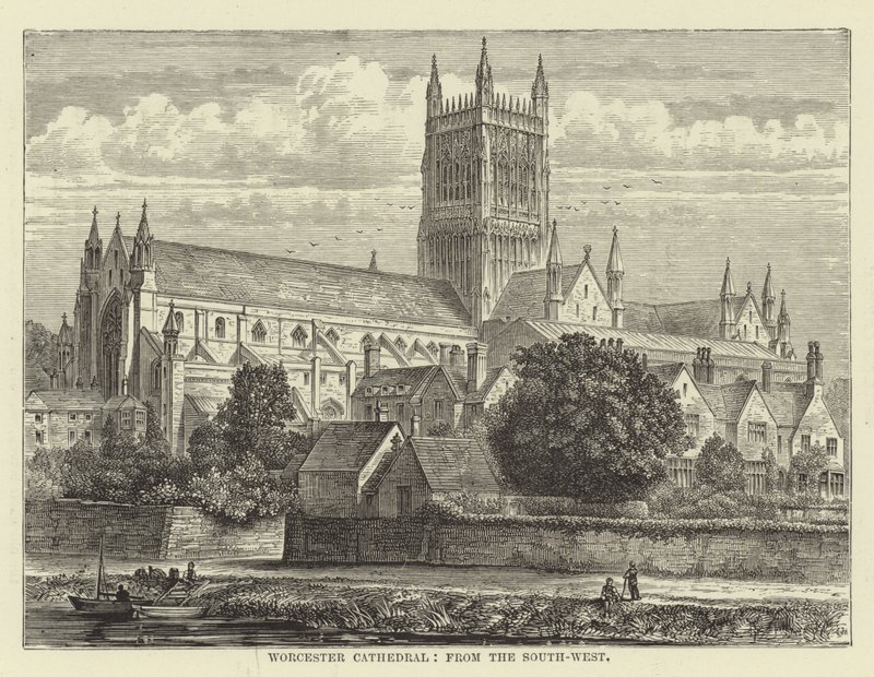 Worcester Kathedraal, vanuit het zuidwesten door English School