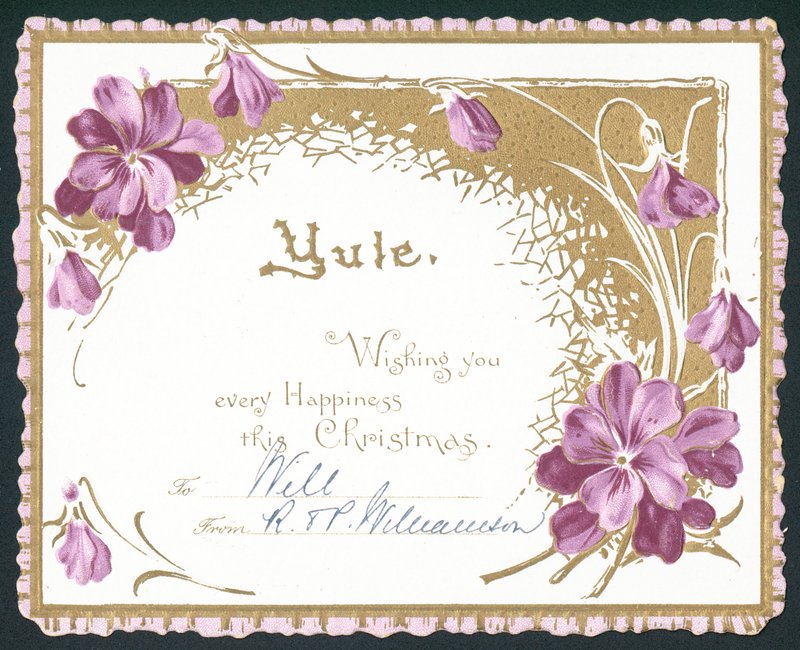 Yule, violette bloemen door English School