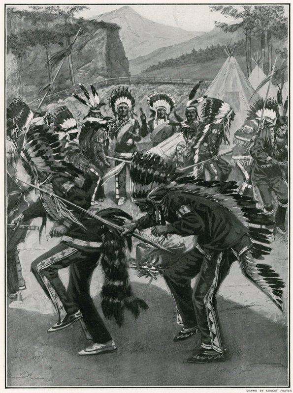 Een schilderachtige dans van Rode Indianen door Ernest Prater