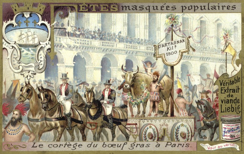 Processie van de vetgemeste stier op Vastenavond, Parijs door European School