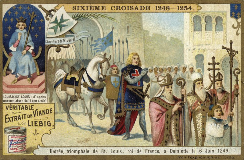 Triomfantelijke intocht van Lodewijk IX in Damietta, Egypte, Zevende Kruistocht, 6 juni 1249 door European School