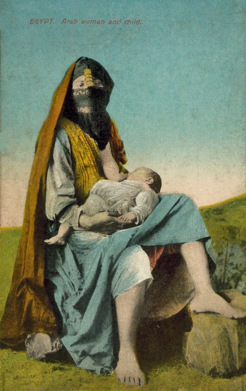 Egypte, Arabische vrouw en kind (ingekleurde foto) door European Photographer