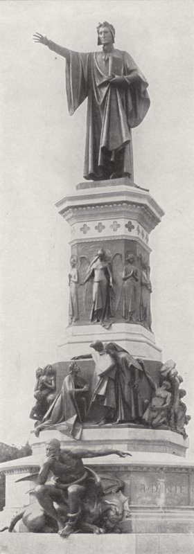 Monument Dante Alighieri, Trient (zwart-wit foto) door European Photographer