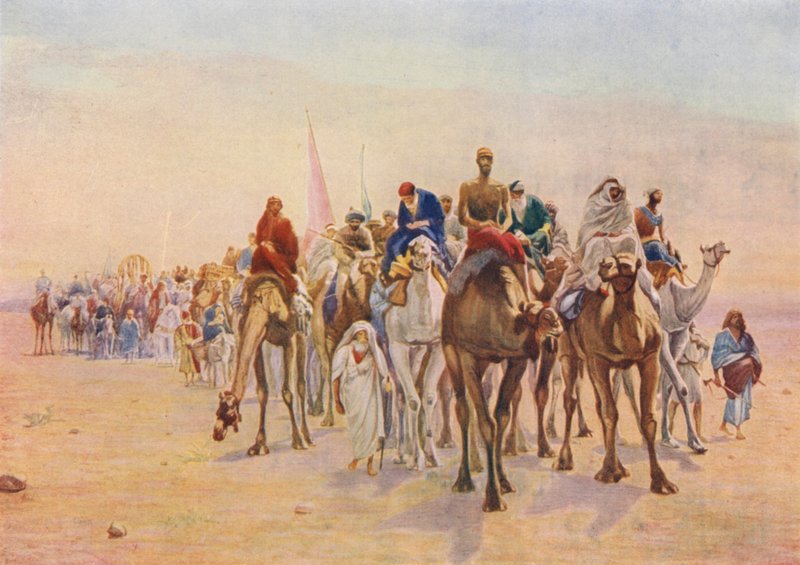Een pelgrimstocht naar Mekka (kleurenlitho) door European School