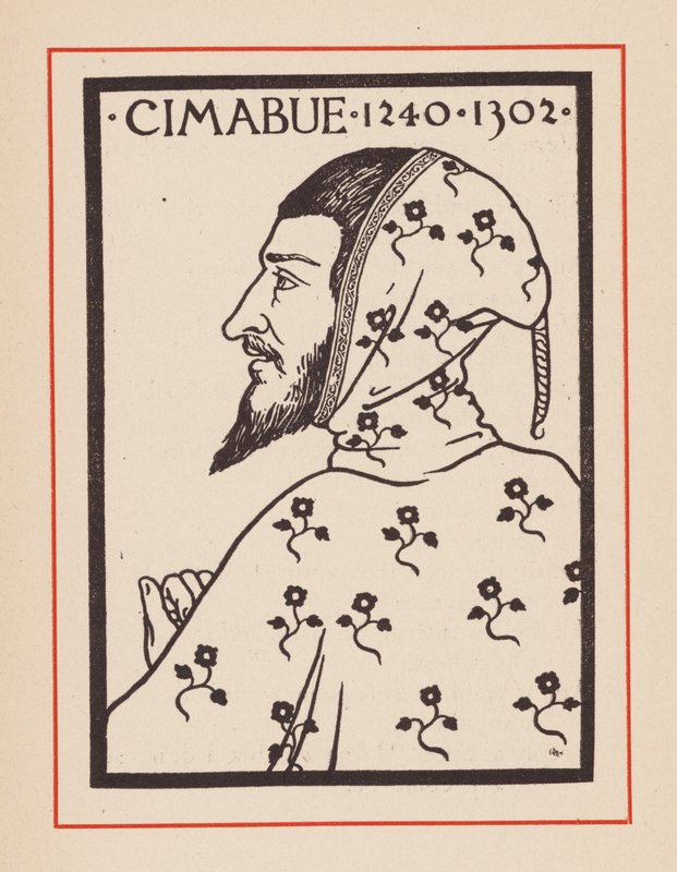 Cimabue, Italiaanse middeleeuwse kunstenaar (litho) door European School