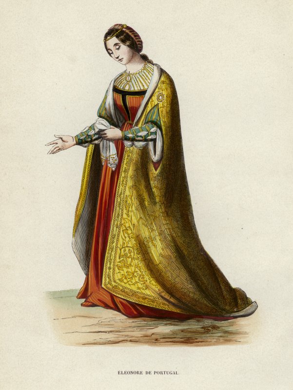 Eleonore van Portugal (gekleurde gravure) door European School