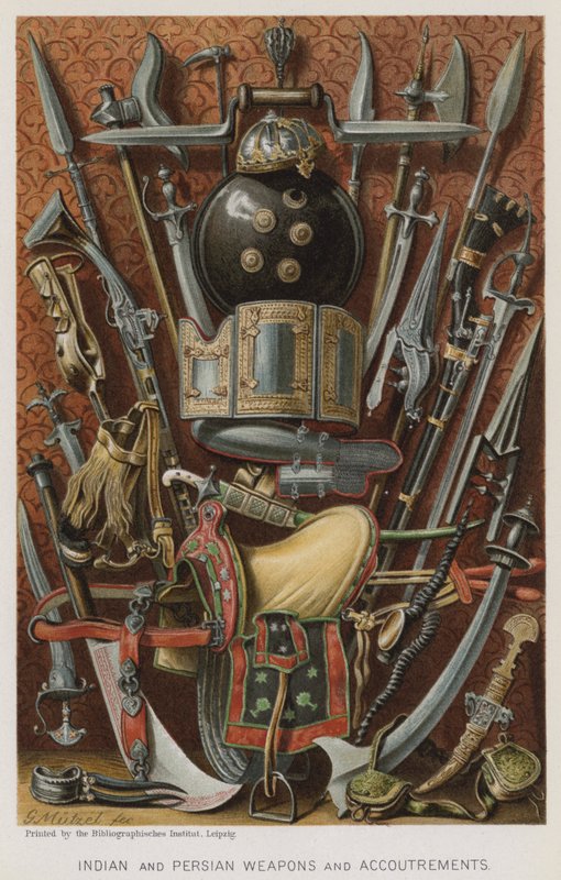 Indiase en Perzische Wapens en Uitrustingen (chromolitho) door European School