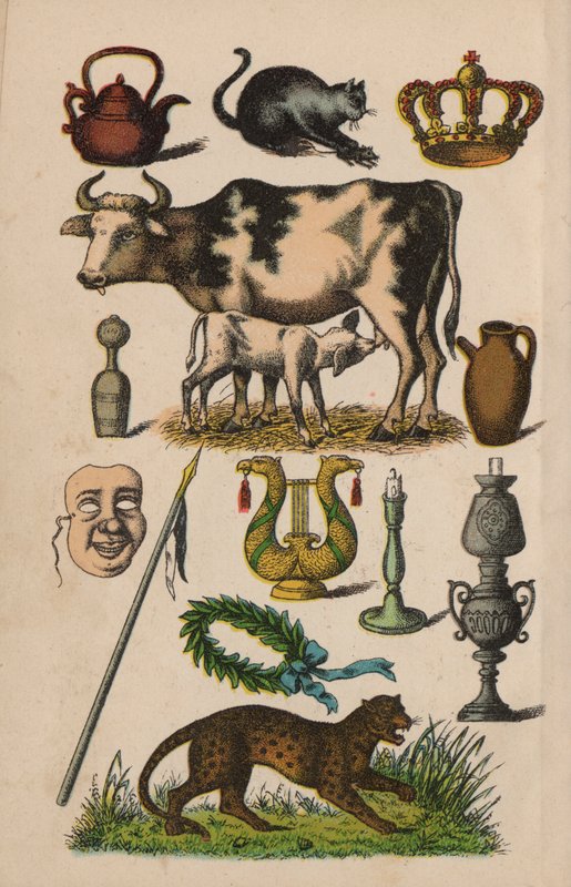 Pagina uit het magische boek (kleur litho) door European School