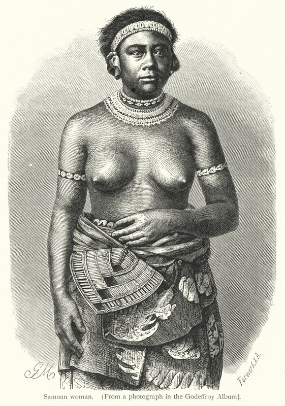 Samoaanse vrouw (gravure) door European School