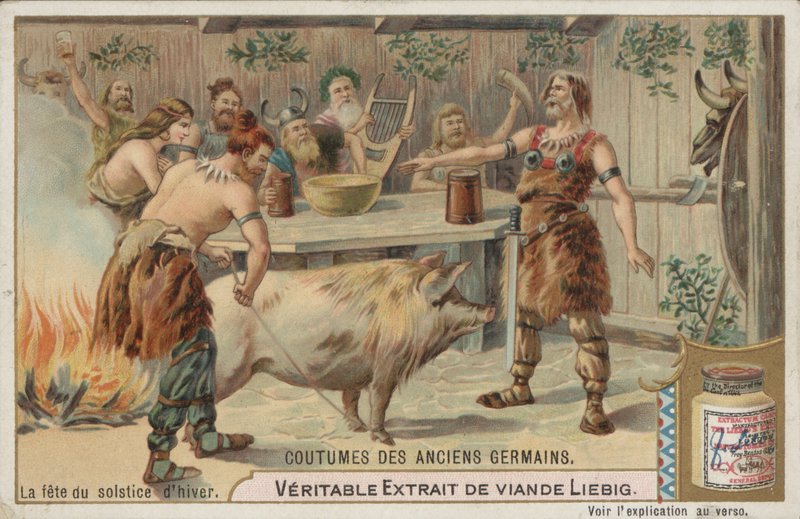 Het feest van de winterzonnewende (chromolitho) door European School