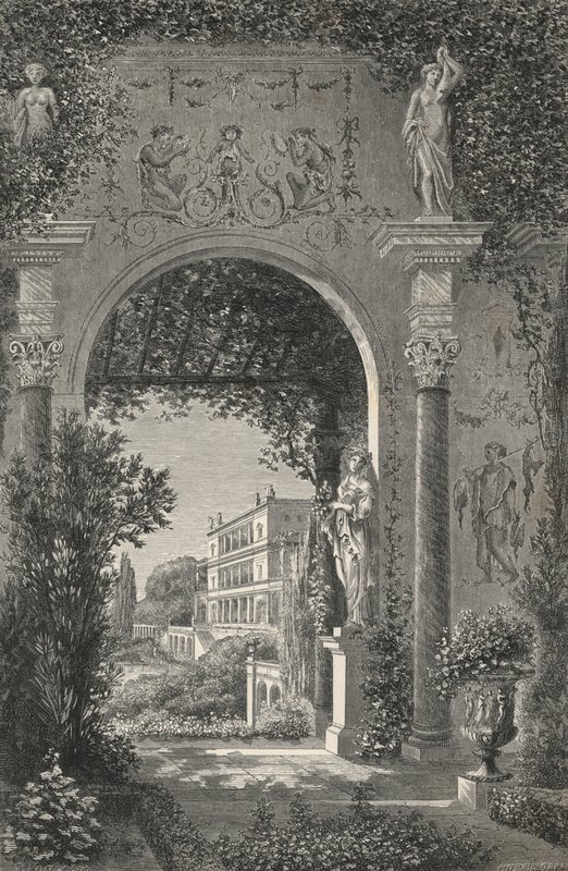 Romeinse villa in de tijd van Augustus (gravure) door European School