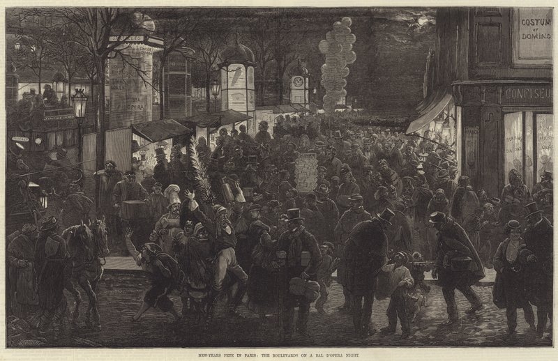 Nieuwjaarsfeest in Parijs, de Boulevards op een Bal d