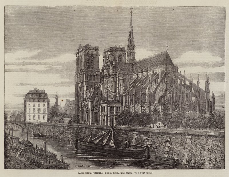 Verbeteringen in Parijs, Notre Dame gerestaureerd, de Nieuwe Spits door Felix Thorigny