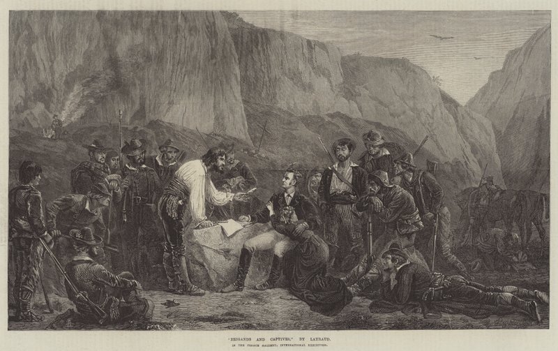 Rovers en Gevangenen, in de Franse Galerij, Internationale Tentoonstelling door Fortune Joseph Seraphin Layraud