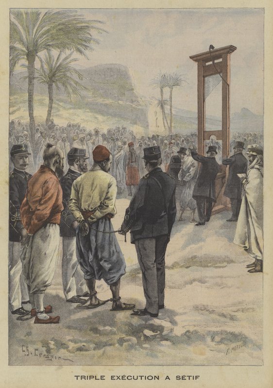 Drievoudige executie in Setif, Algerije door Fortune Louis Meaulle