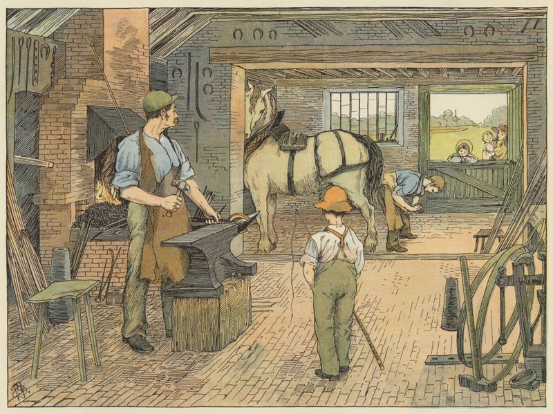 Smid (kleurenlitho) door Francis Donkin Bedford