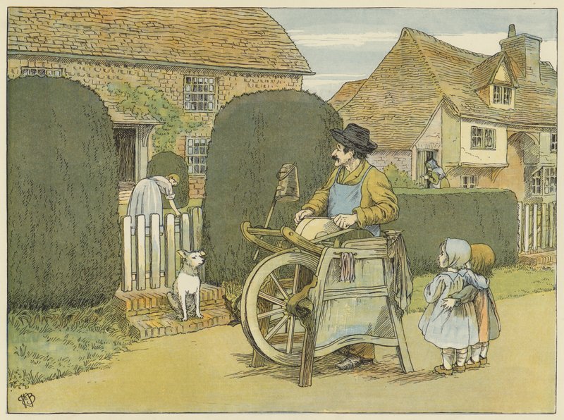 Messenmolen (kleurenlitho) door Francis Donkin Bedford