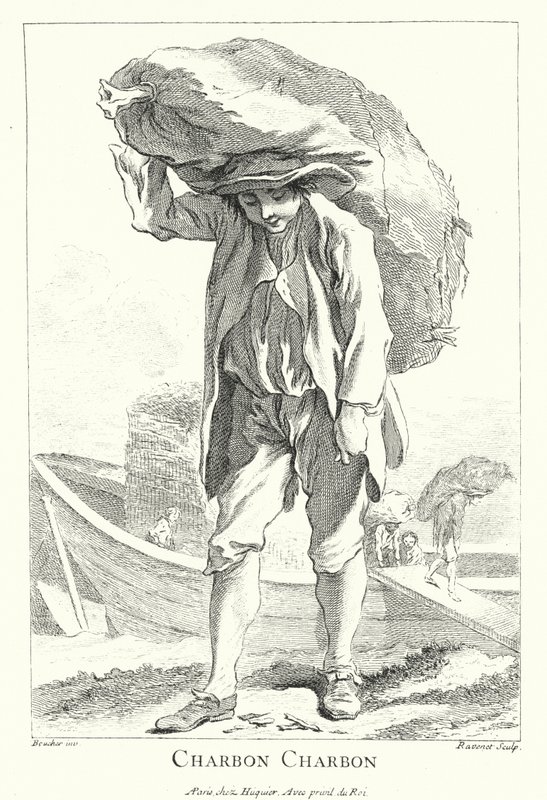Kolendrager (gravure) door Francois (after) Boucher