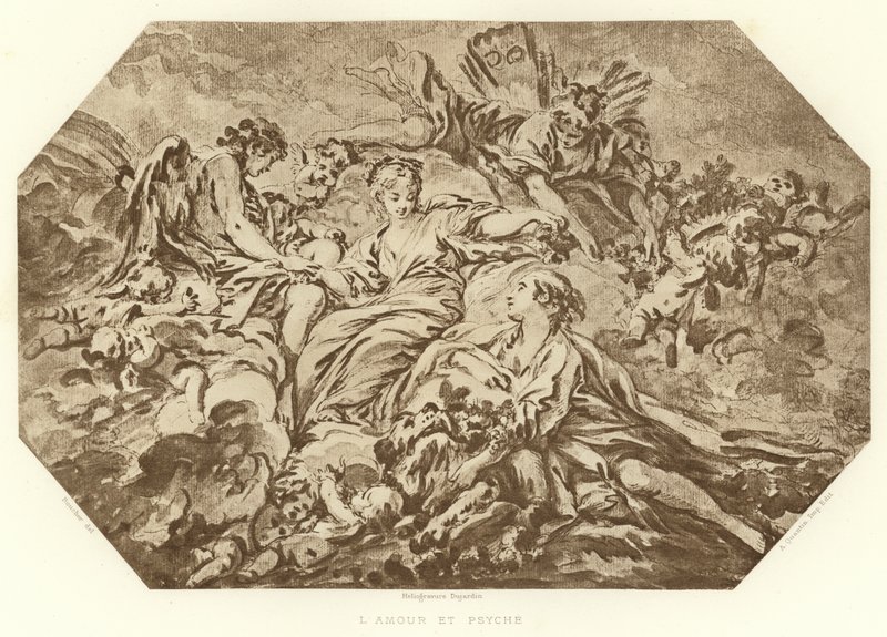 Amor en Psyche door Francois (after) Boucher
