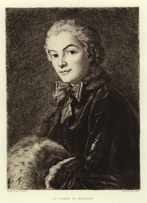 De Vrouw met de Muff door Francois (after) Boucher