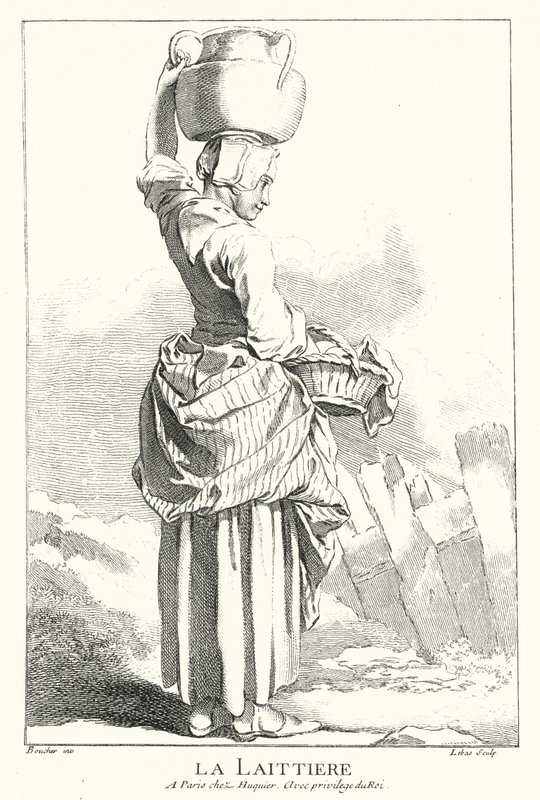 Melkmeisje (gravure) door Francois (after) Boucher
