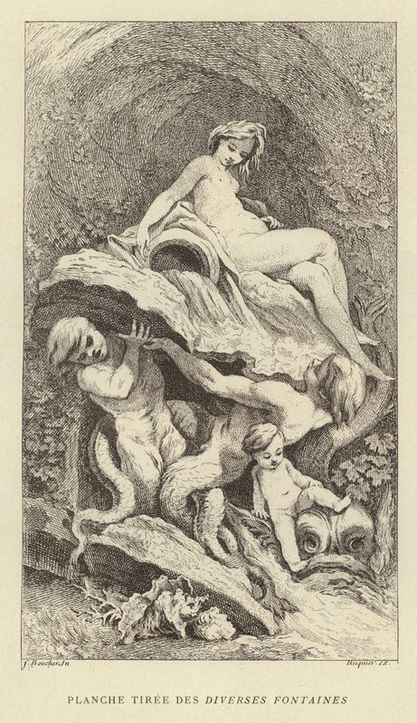 Blad uit Diverse Fonteinen (gravure) door Francois (after) Boucher