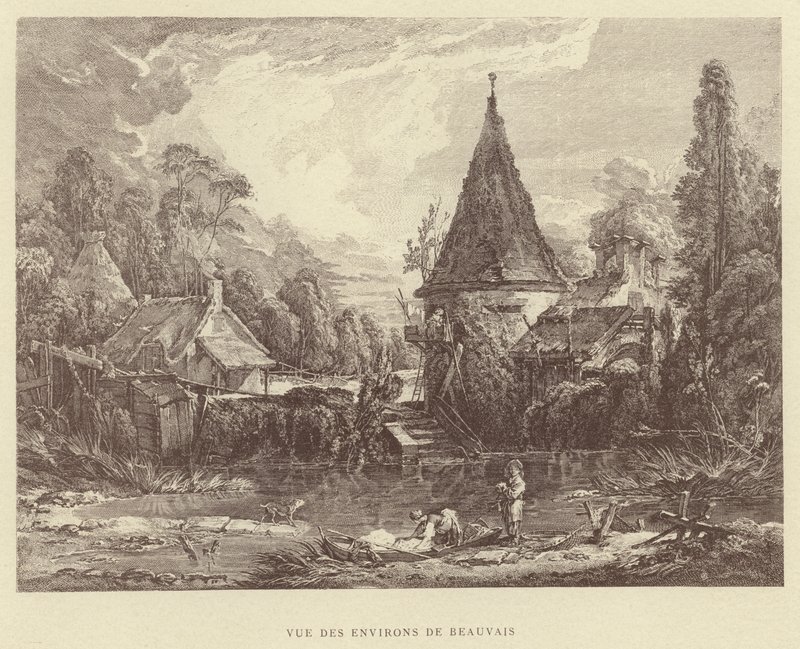 Uitzicht op de Omgeving van Beauvais door Francois (after) Boucher