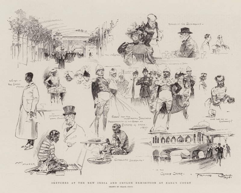 Schetsen op de Nieuwe India en Ceylon Tentoonstelling in Earl