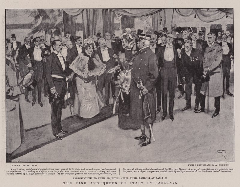 De koning en koningin van Italië in Sardinië door Frank Craig