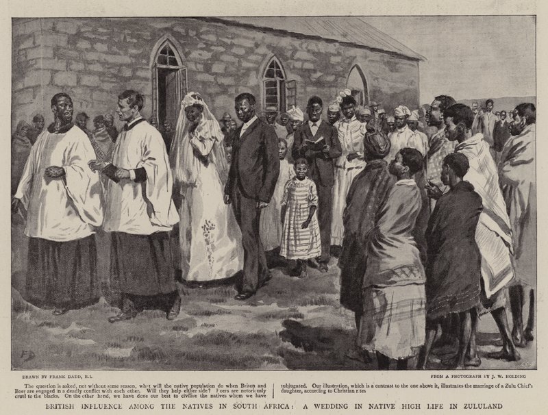 Britse Invloed onder de Inheemsen in Zuid-Afrika, een Huwelijk in de Inheemse Hoge Kringen in Zululand door Frank Dadd