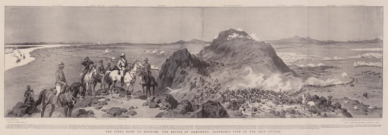 De Laatste Klap voor het Mahdisme, de Slag bij Omdurman, Panoramisch Uitzicht op de Hoofdaanval door Frank Dadd