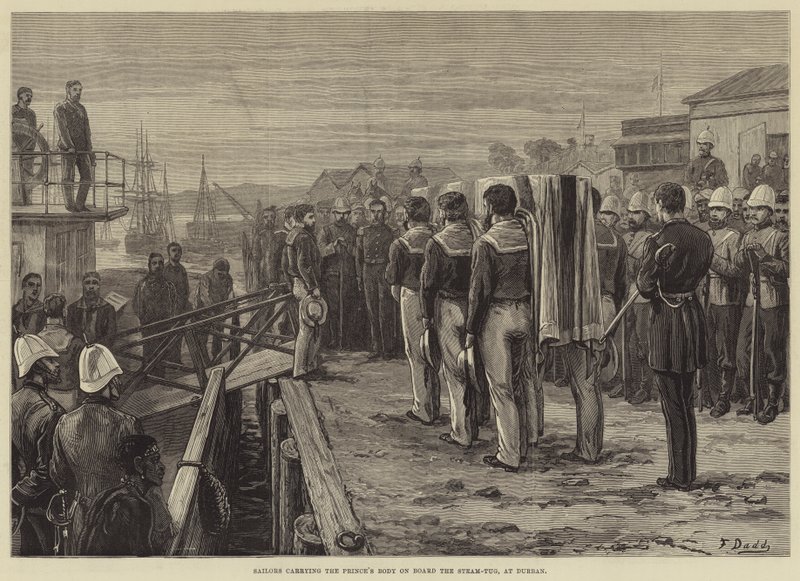 De Overleden Prins Imperial, Matrozen dragen het Lichaam van de Prins aan Boord van de Sleepboot, in Durban door Frank Dadd