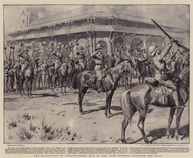 De bezetting van Johannesburg, 31 mei 1900, Lord Roberts groet de vlag door Frank Dadd