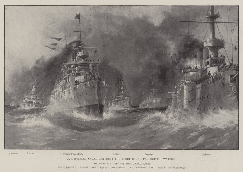Onze Russische marinebezoekers, de vloot op weg naar Britse wateren door Fred T. Jane