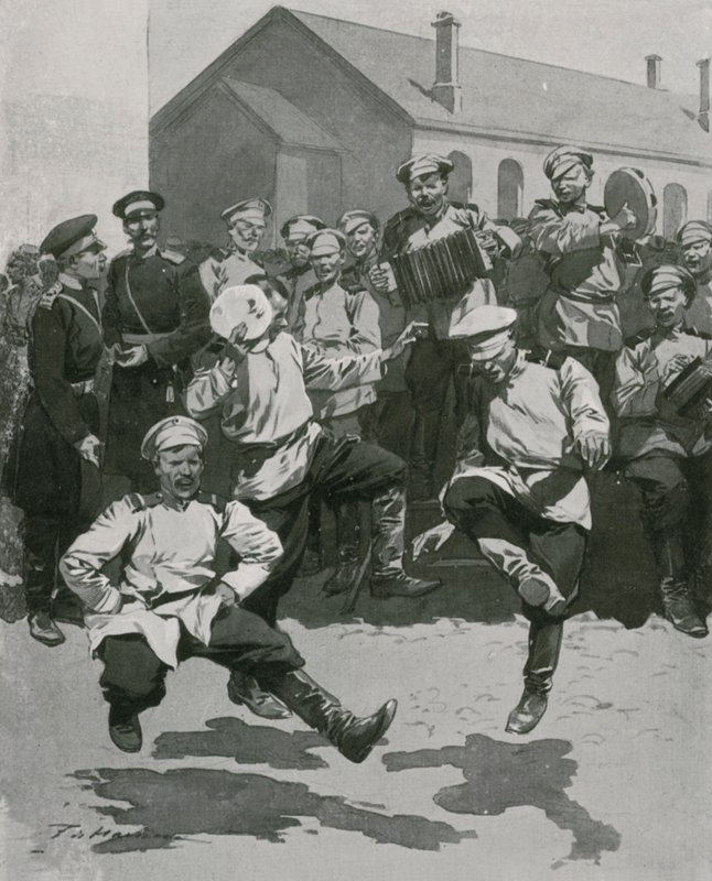 Soldaten dansen in de kazerne door Frederic de Haenen