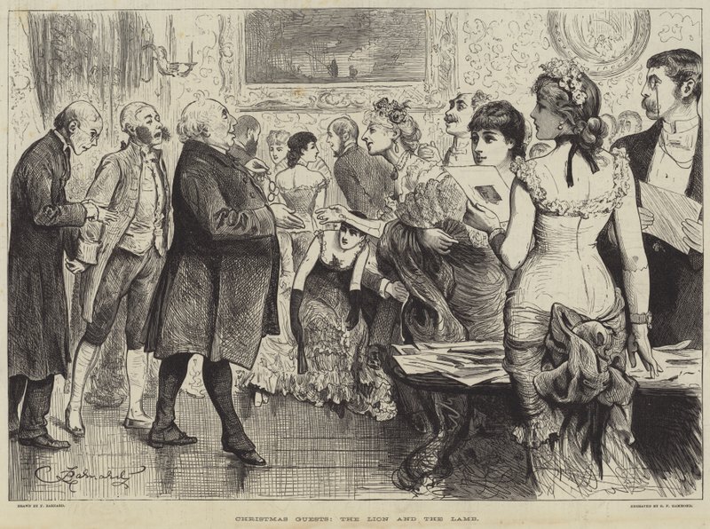 Kerstgasten, de leeuw en het lam door Frederick Barnard